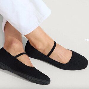 Rothy's Max Flat Mary Jane Flat Women 7.5 Blk In Love Insole Flexible Strap EUC